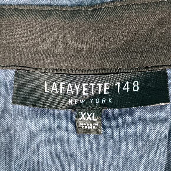 Lafayette 148 Painter Smock Tunic XXL Blue Linen Blend Plus Size Pockets - Picture 2 of 11